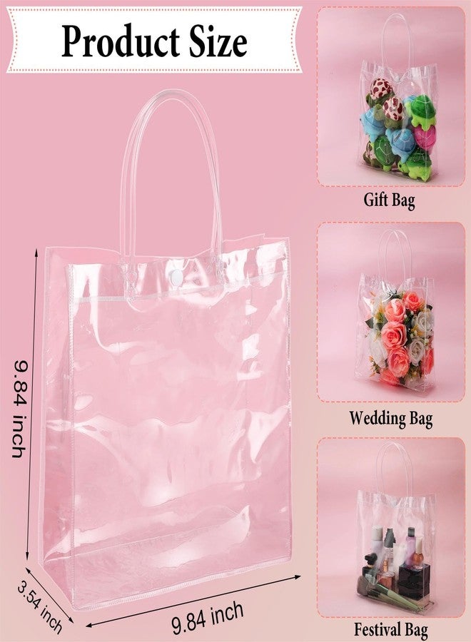 Reginary 85 Pcs Clear PVC Gift Bags with Handles Plastic Transparent Wrap Bags Bulk Reusable Bride Favor Totes for Shopping Wedding Baby Shower Birthday Party(9.84 x 9.84 x 3.54 Inch) - Image 2
